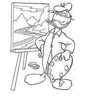 coloriage donald artiste peintre